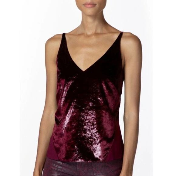 J Brand Tops - J Brand Y2K Glam Shimmer V-Neck Camisole S Red Indie Sleaze Vamp Retail $395